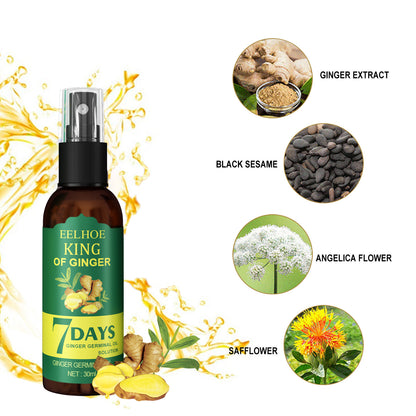 Spray capilar de jengibre (30 ml) para fortalecer el cabello, masajear el cuero cabelludo y reparar la calidad del cabello. Líquido para el cuidado capilar