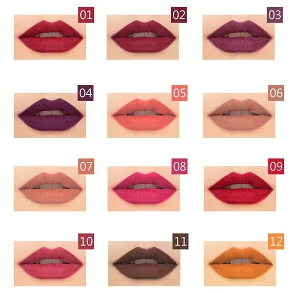 Juego de 12 lápices labiales para mujer, resistentes al agua, de larga duración, mate, delineadores de labios