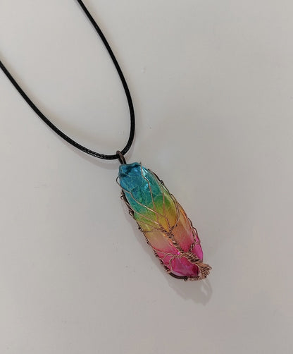 Collar con colgante de árbol de la vida, piedra de cristal, muy popular
