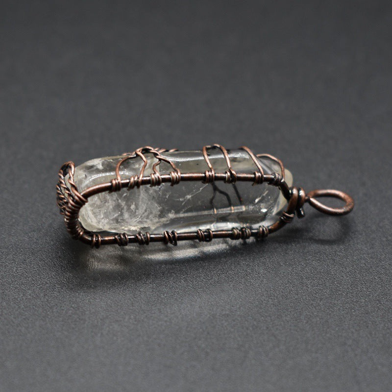 Collar con colgante de árbol de la vida, piedra de cristal, muy popular