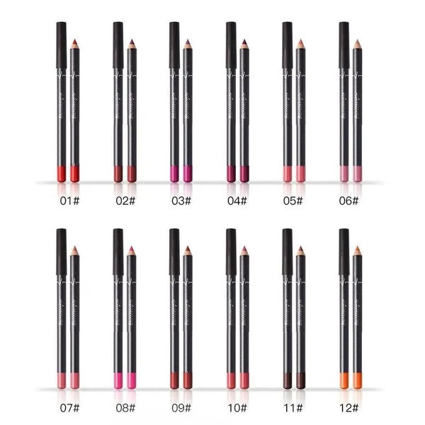 Juego de 12 lápices labiales para mujer, resistentes al agua, de larga duración, mate, delineadores de labios