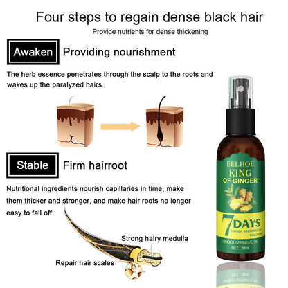 Spray capilar de jengibre (30 ml) para fortalecer el cabello, masajear el cuero cabelludo y reparar la calidad del cabello. Líquido para el cuidado capilar